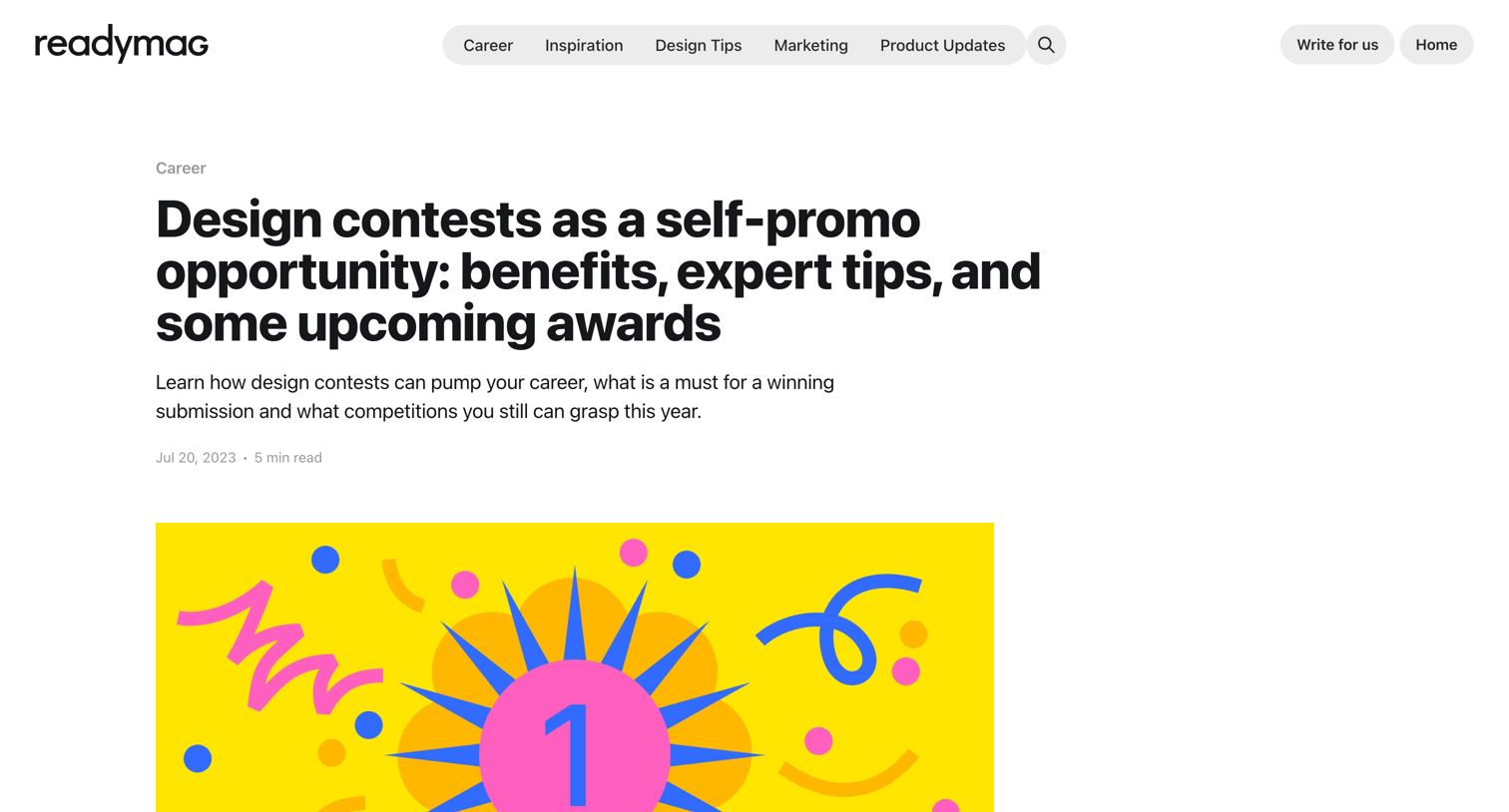 Readymag - Design contests as a self-promo opportunity screen
