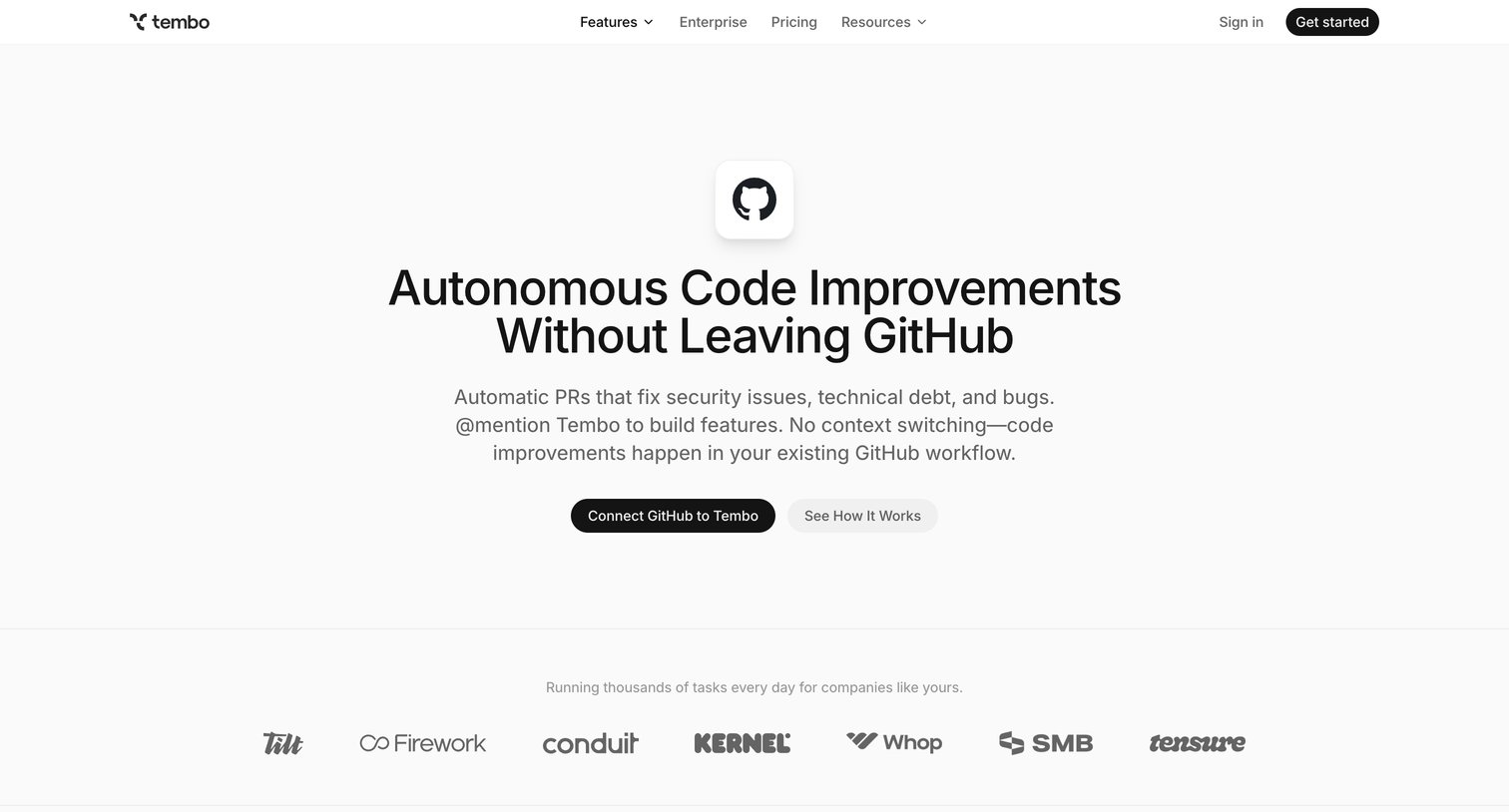 GitHub AI Integration - Automated PRs Tembo from Tembo