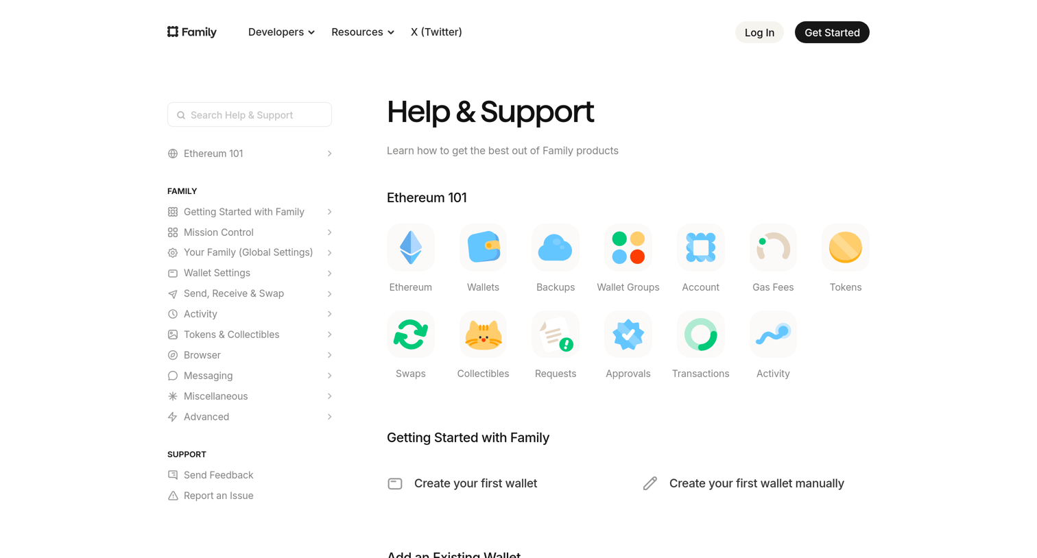 Family - Help & Support | Family screen