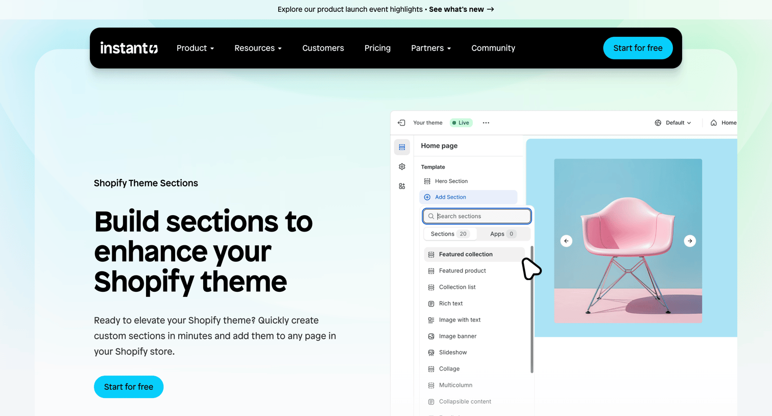 Instant - Shopify Theme Sections | Instant screen