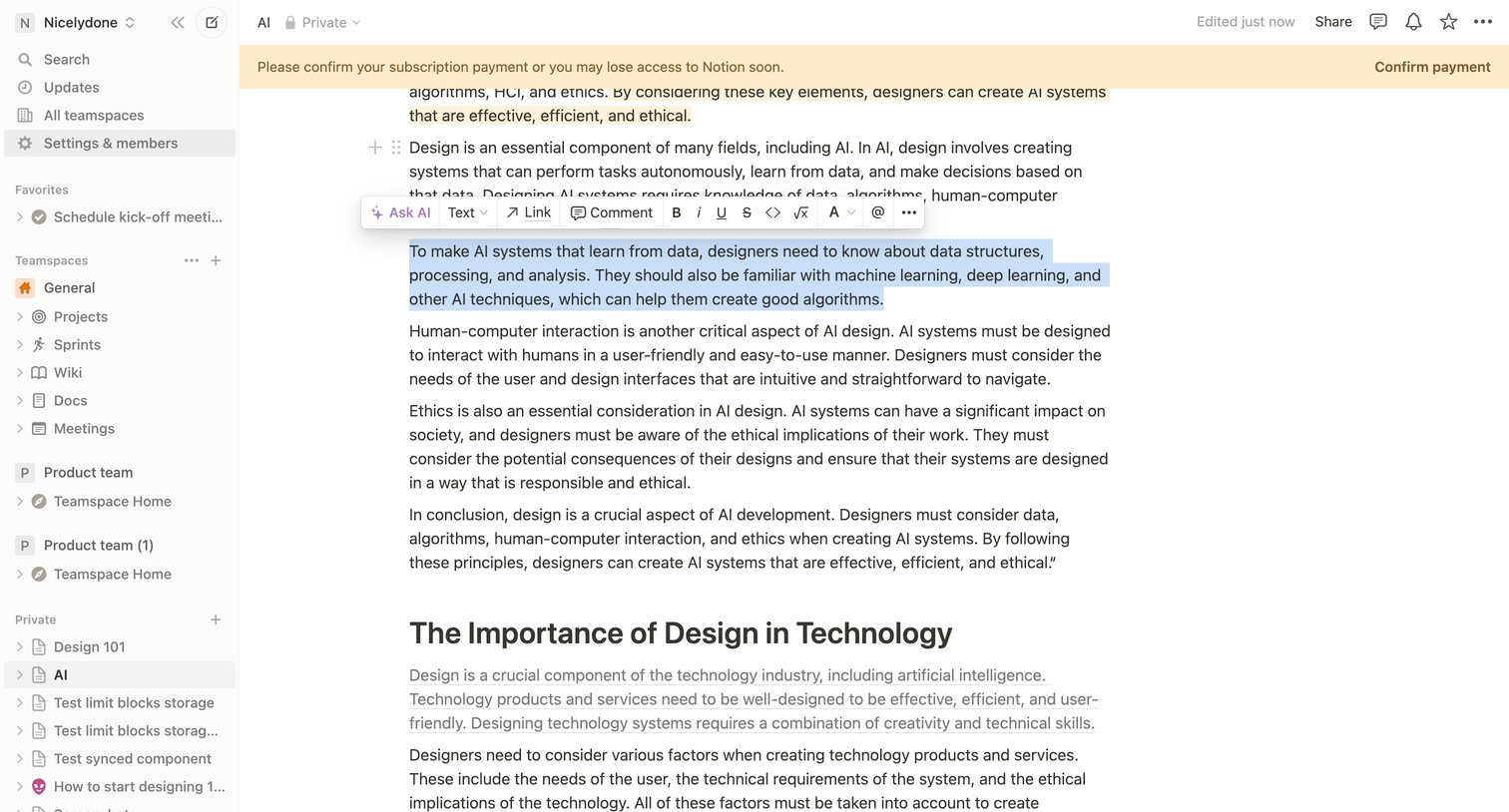 AI from Notion