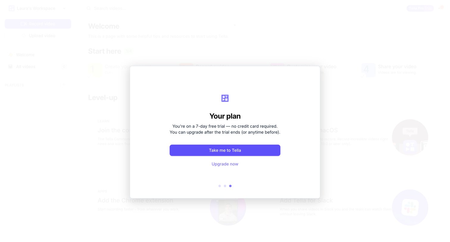 Tella - Tella — Video recording for work screen