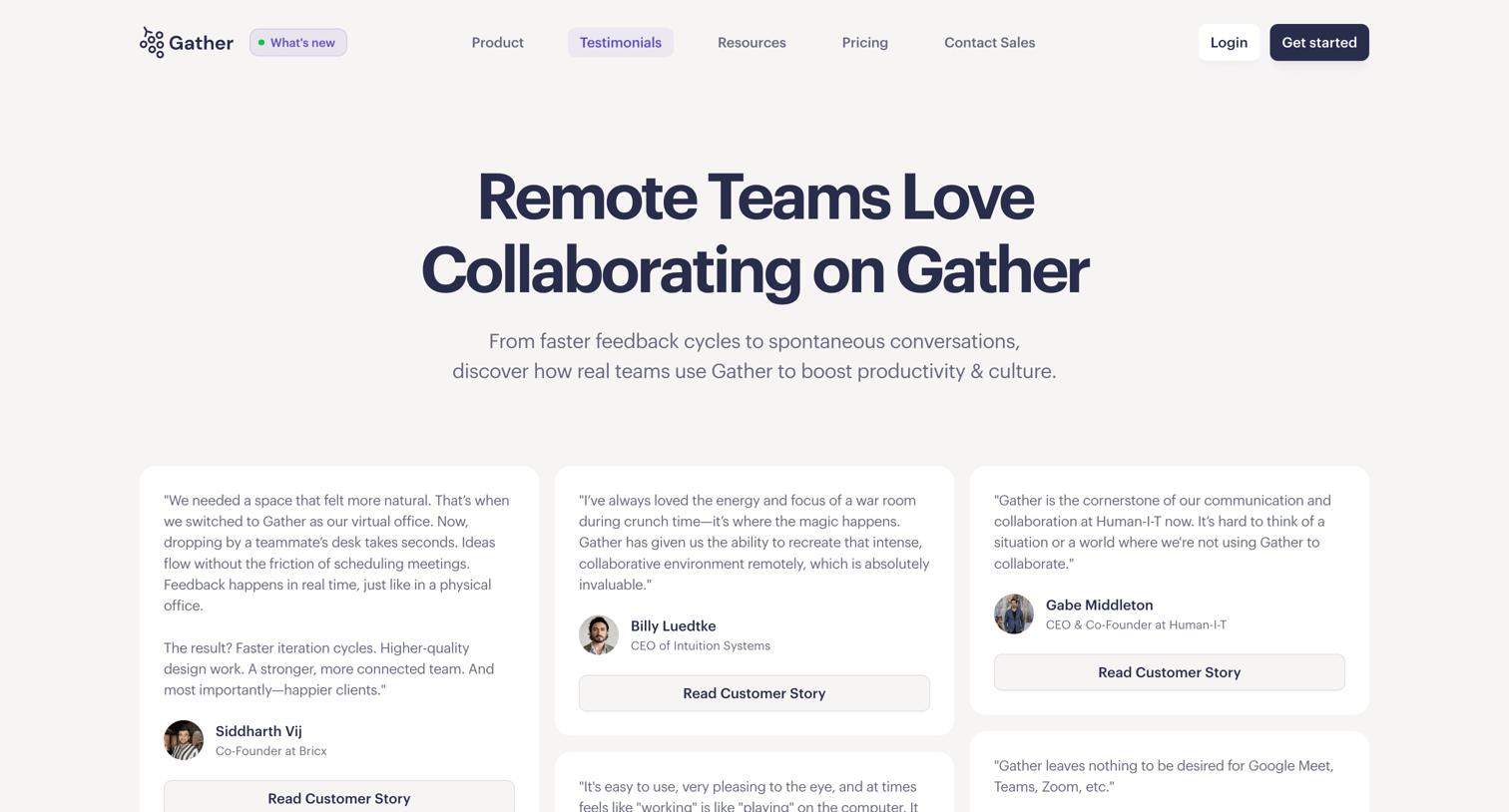 Gather - Gather Testimonials Virtual Workspace for Remote Teams screen