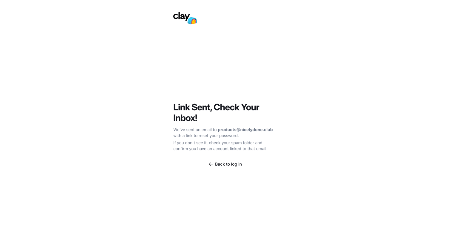 Clay - Clay | Forgot Password screen