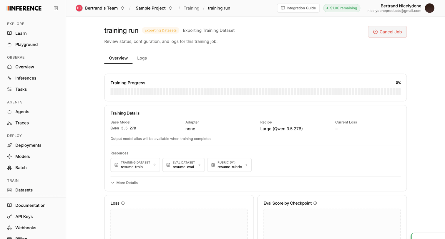 Inference - Observability | inference.net screen