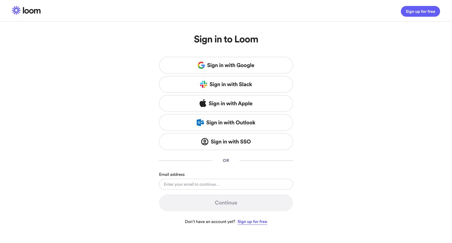 Loom - Log into Loom | Loom screen
