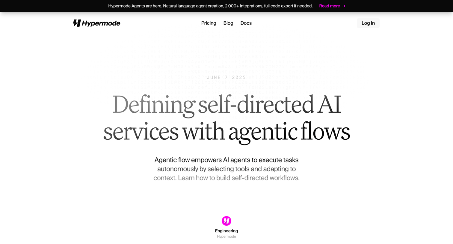 Hypermode - Defining self-directed AI services with agentic flows – Hypermode screen