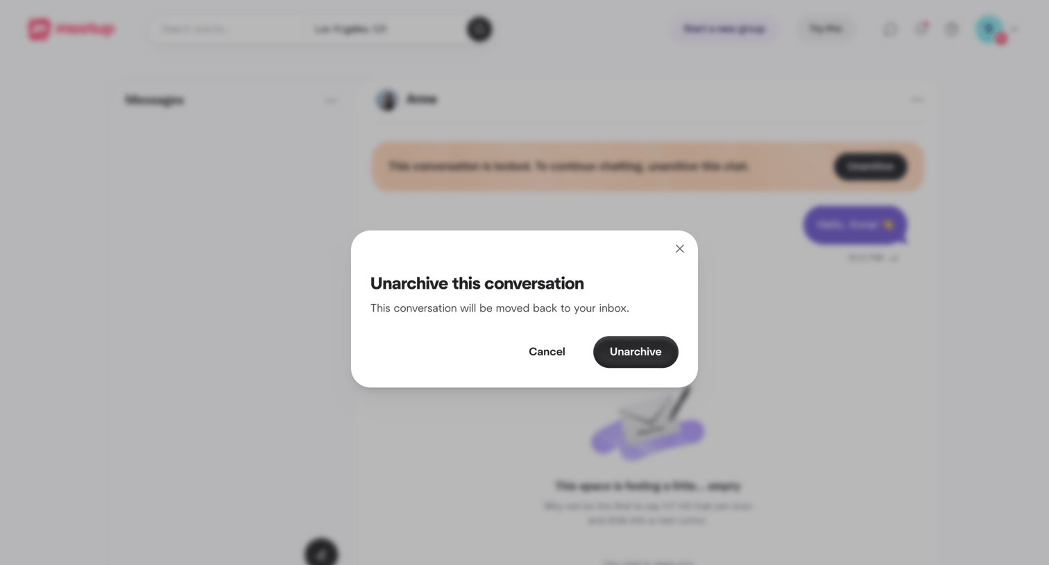 Meetup - Direct messages | Meetup screen
