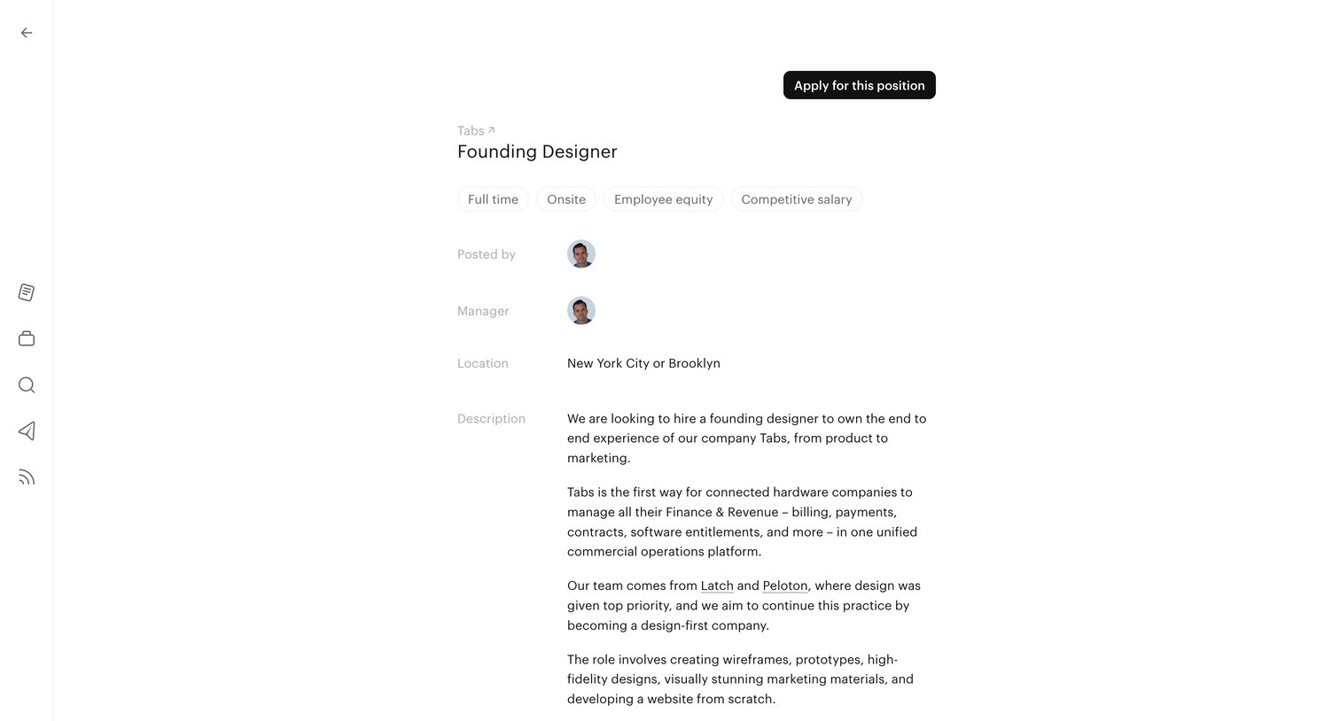 Read.cv - Founding Designer at Tabs screen