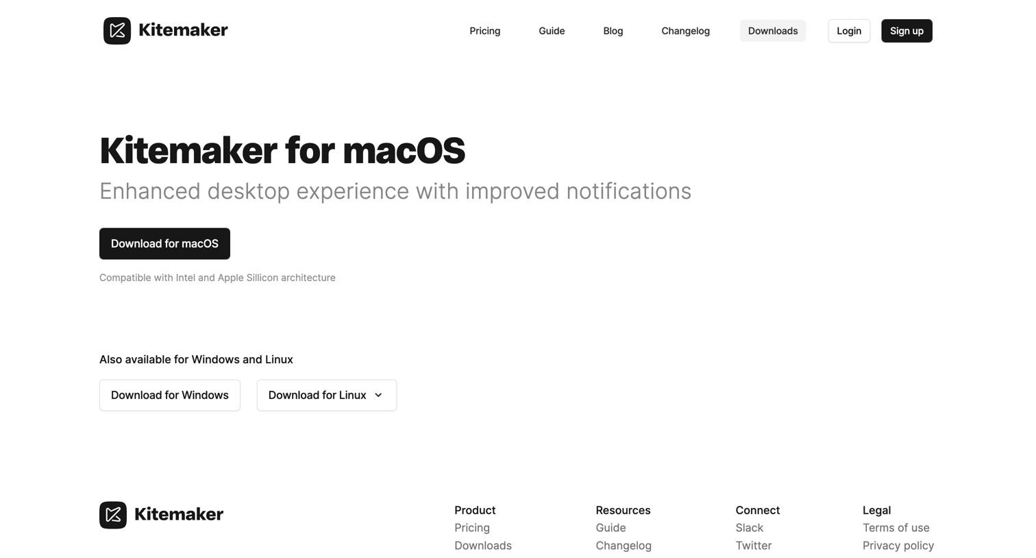 Kitemaker - Kitemaker - Downloads screen