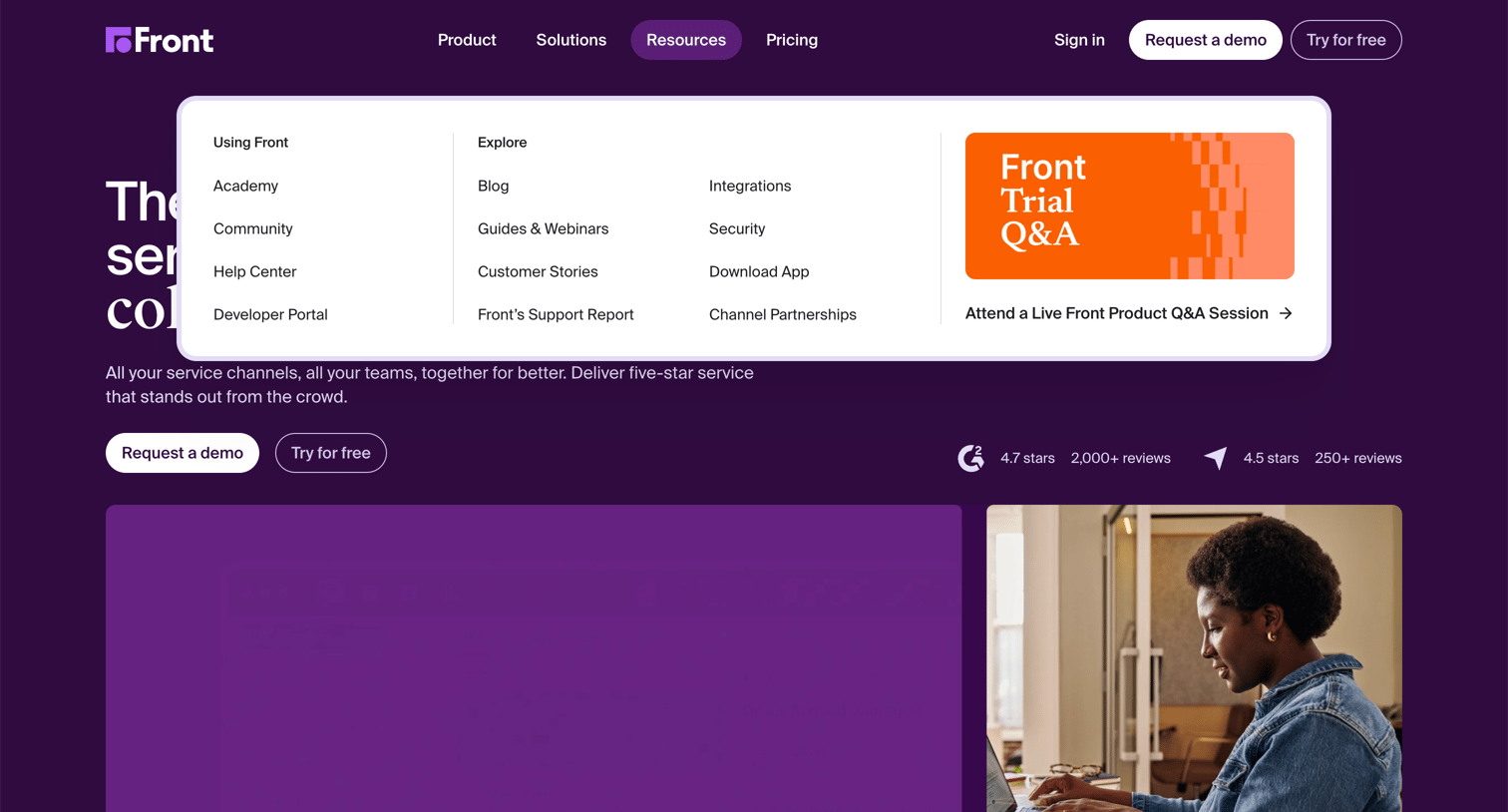 Front - Front - The Platform for Exceptional Customer Service at Scale screen