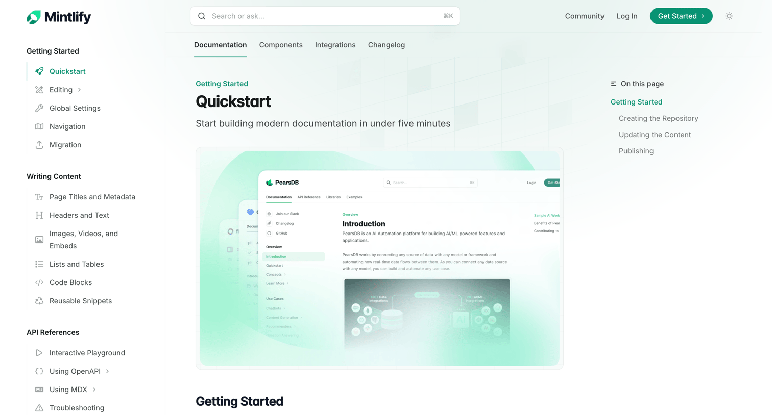 Mintlify - Quickstart - Mintlify screen