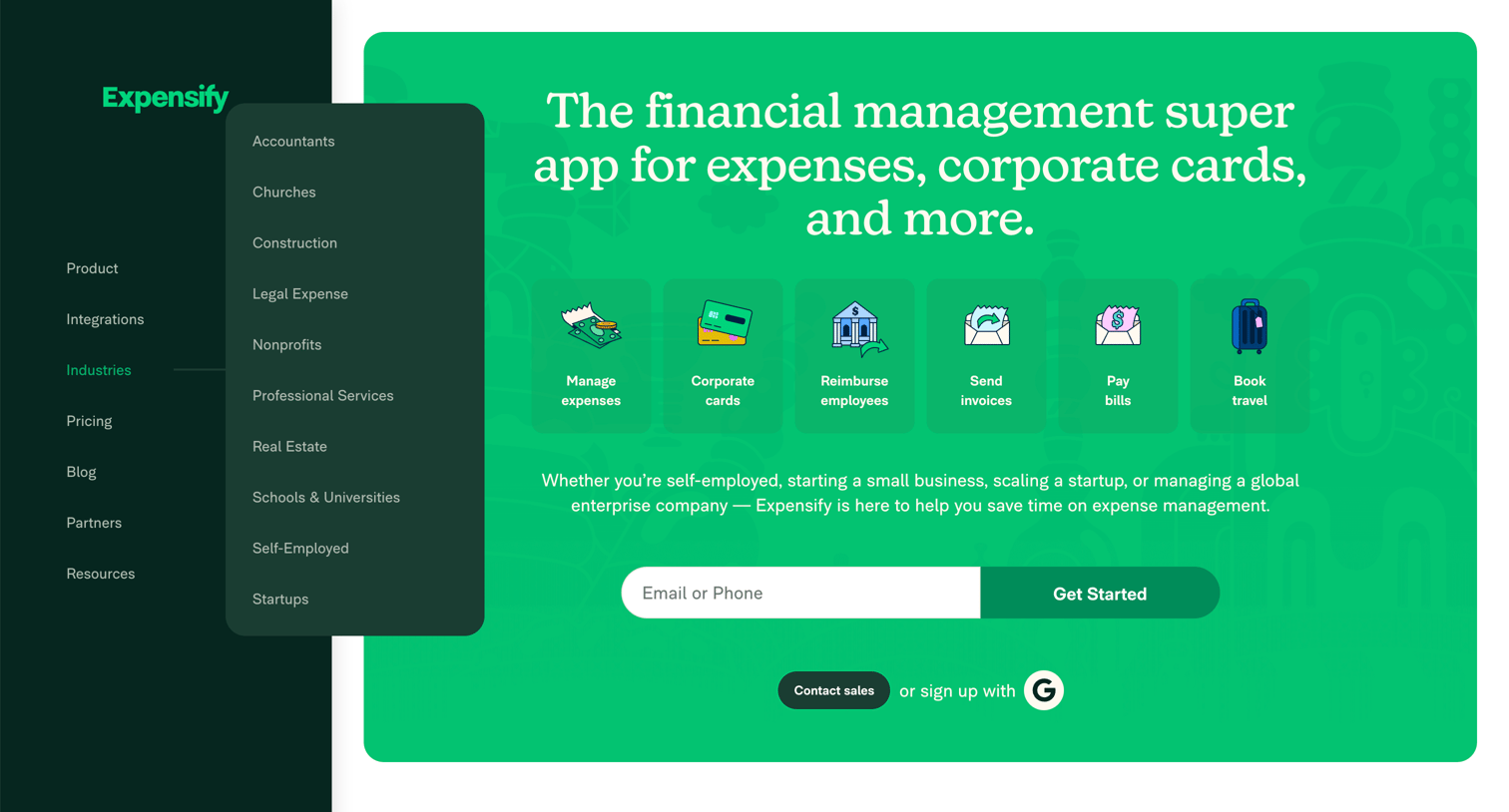 Expensify - Expense Report Software | Manage Your Company Spend screen