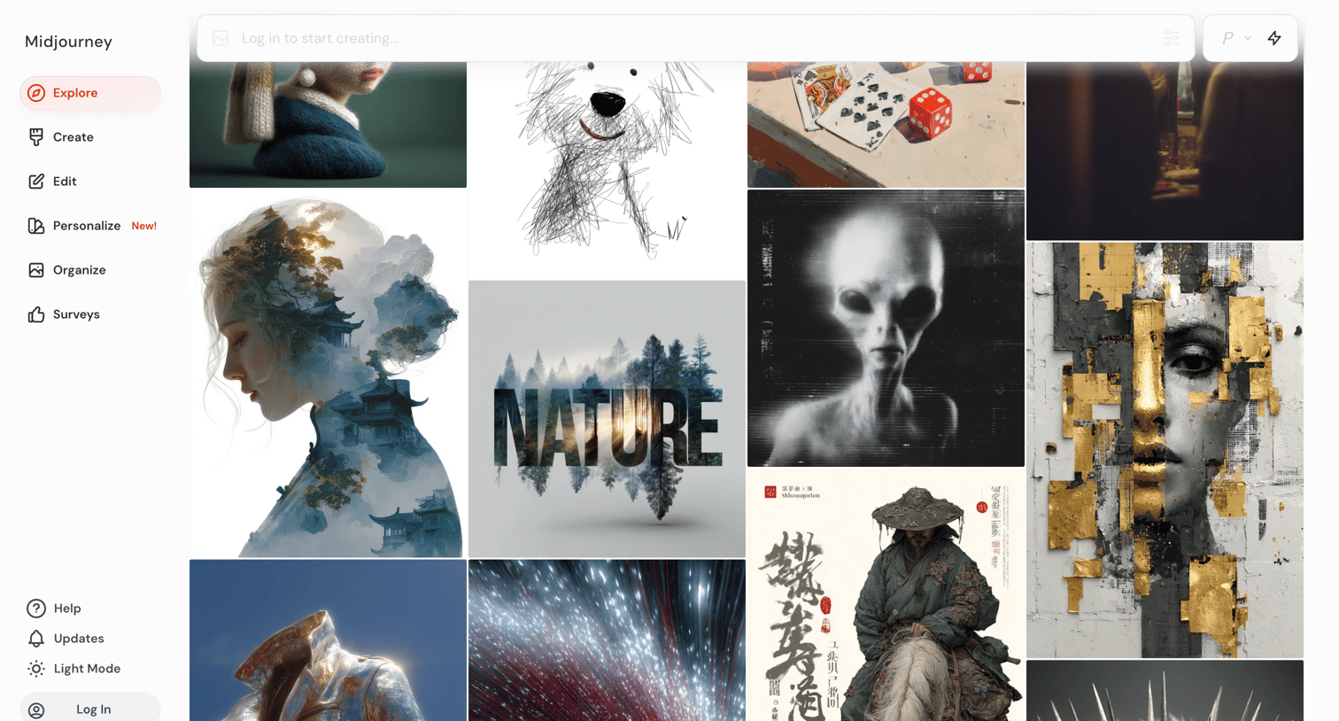 Midjourney - Explore screen