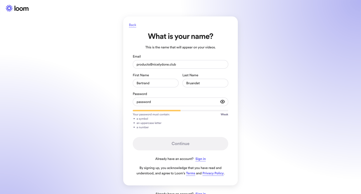 Loom - Sign up for Loom | Loom screen