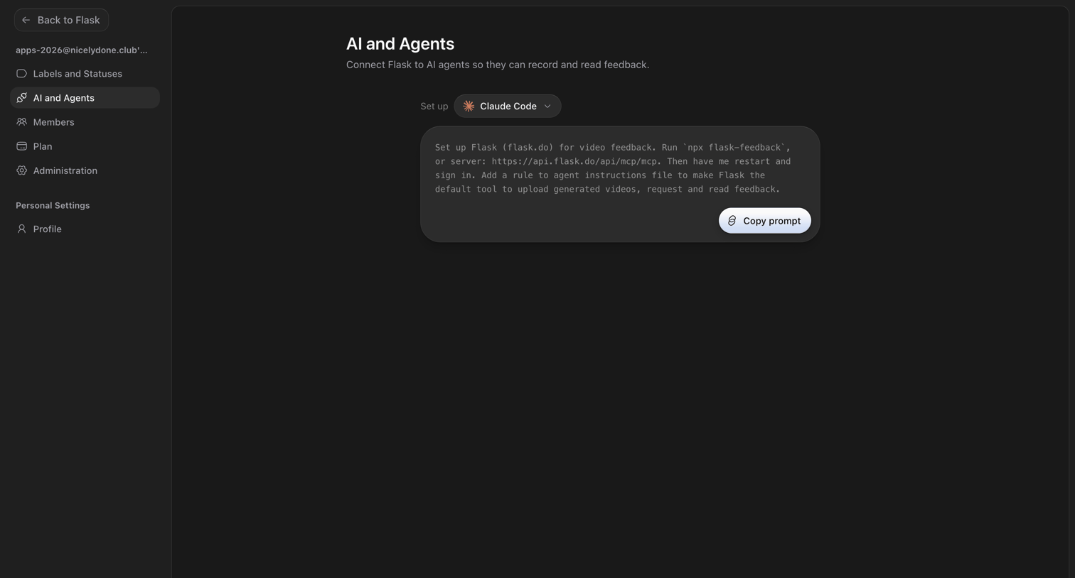 Flask screen