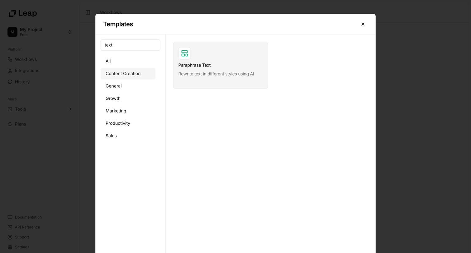 Leap - Leap AI | Automate any workflow with AI screen
