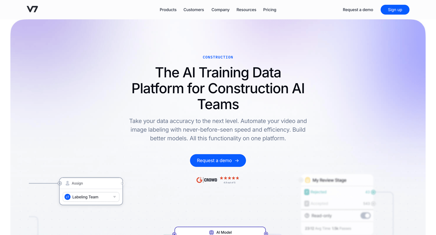 V7 - The AI Training Data Platform for Construction AI Teams screen
