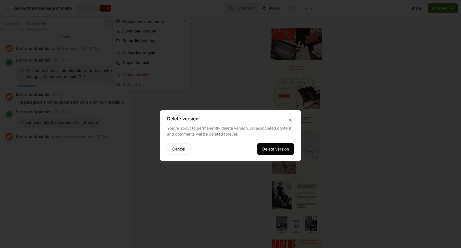 Workflow screen
