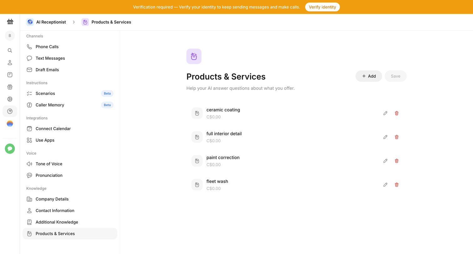 Beside - Products & Services - AI Receptionist - Beside screen