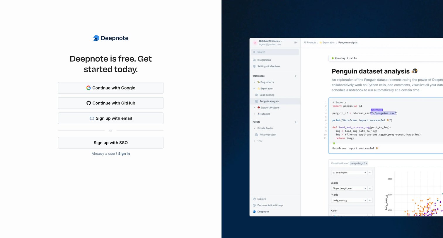 Deepnote - Sign in screen