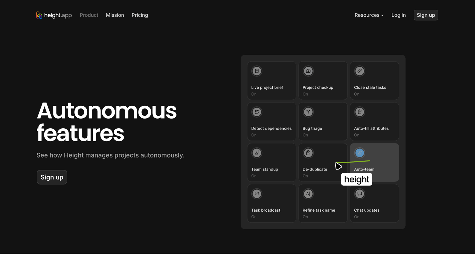 Height - Autonomous project collaboration tool | Height.app screen