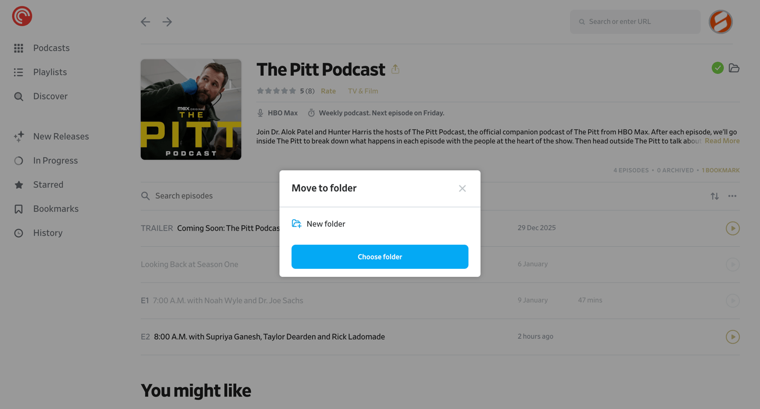 Pocket Casts - The Pitt Podcast - Pocket Casts screen