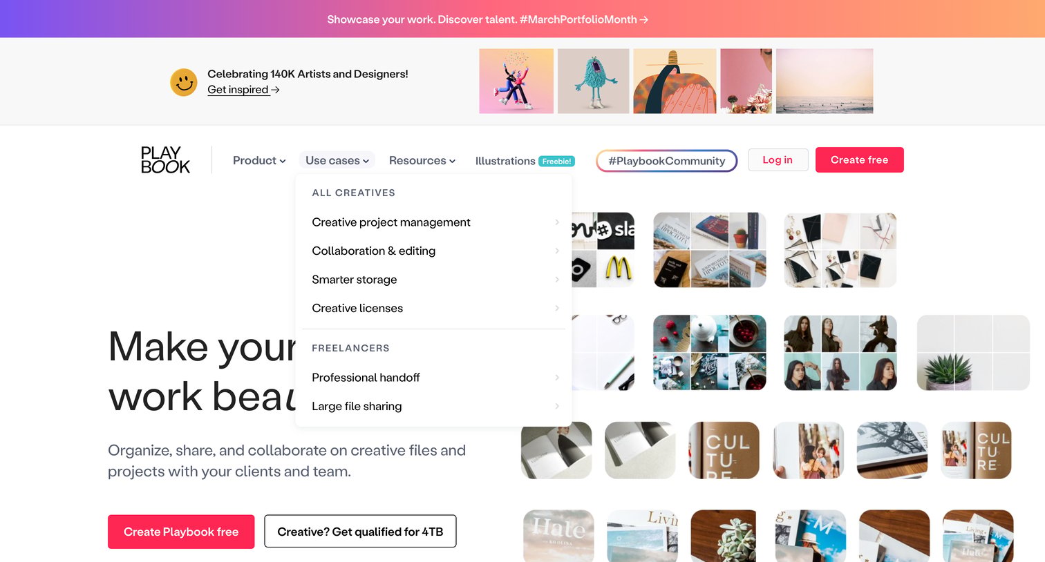 Playbook - Playbook.com | Organize your creative files  Sign up for free stor screen