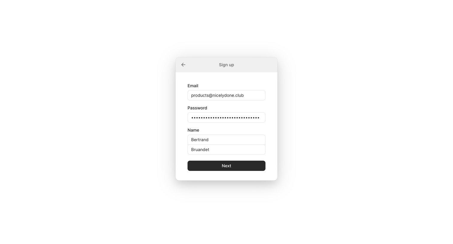 Height - Log in - Height screen