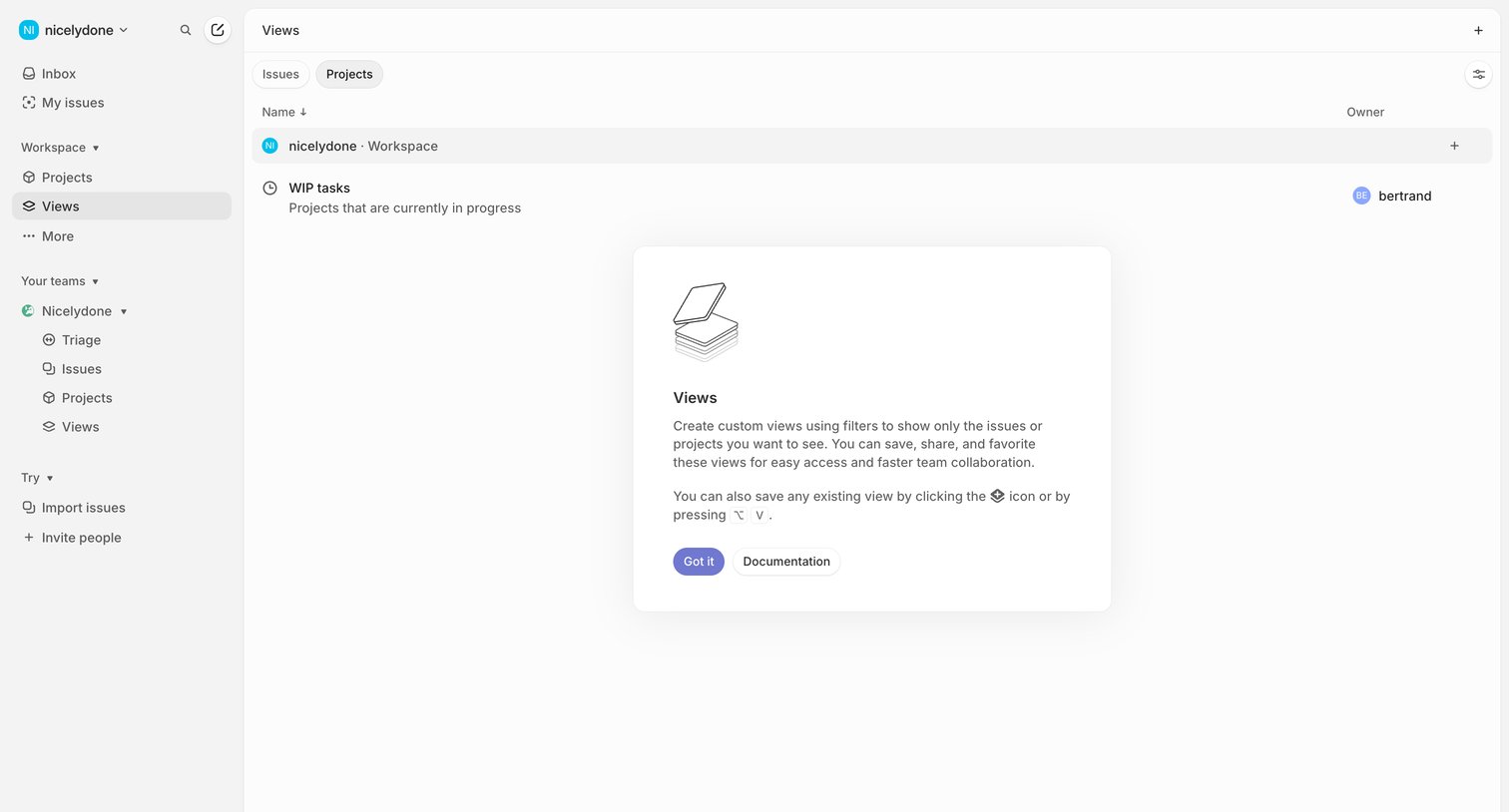 Projects from Linear