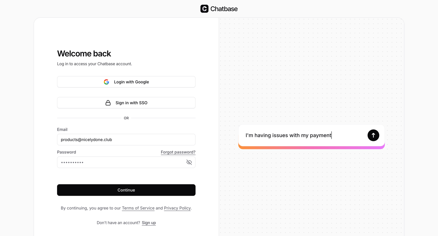 Chatbase - Sign In - Chatbase screen