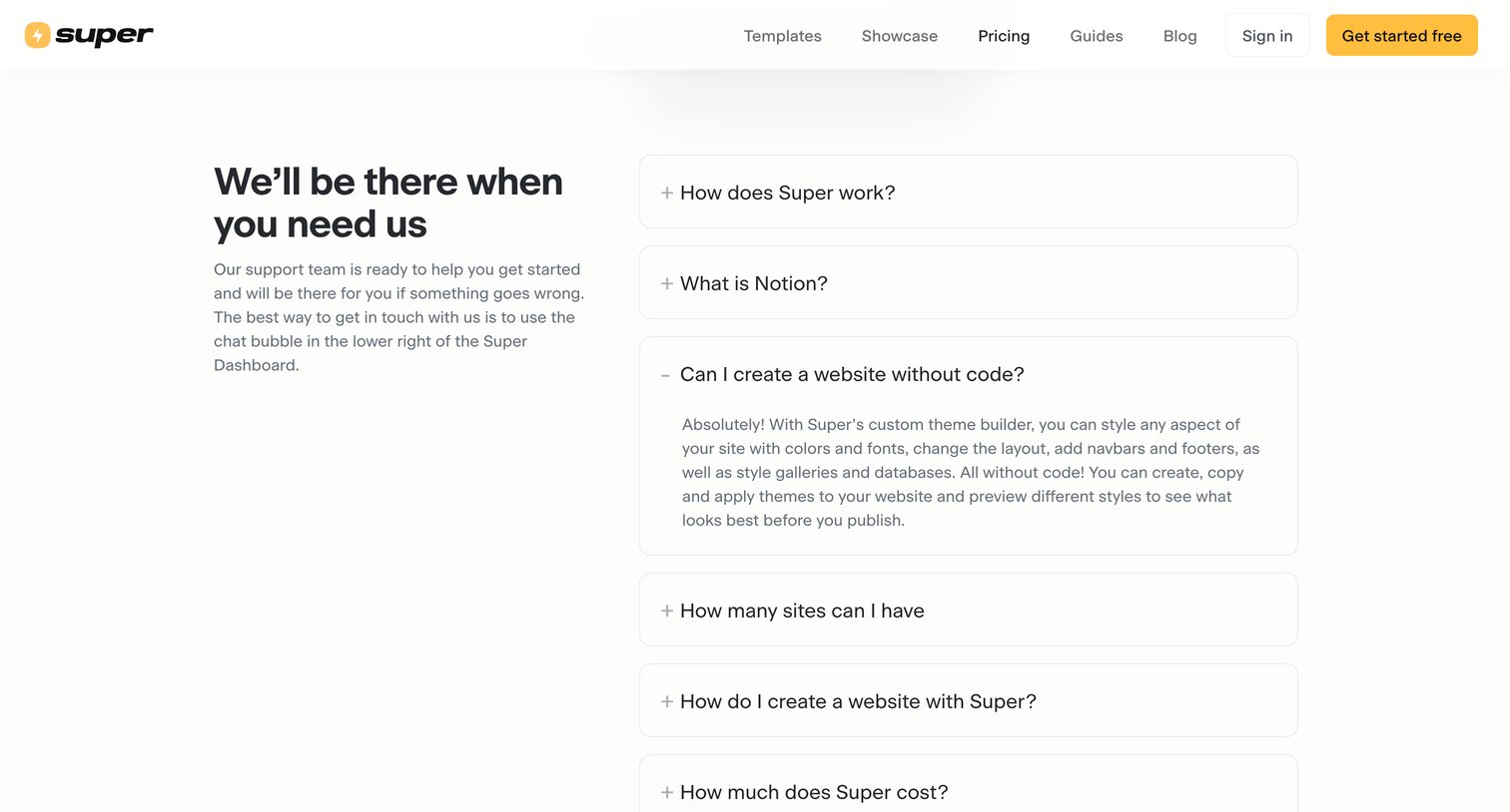 Super - Pricing screen