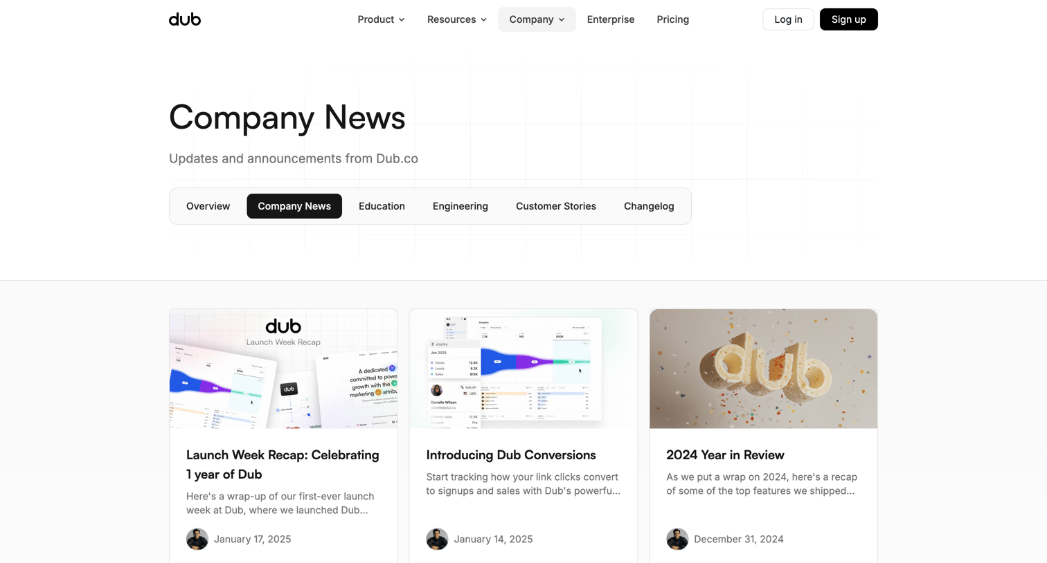 Dub - Company News Posts | Dub.co screen