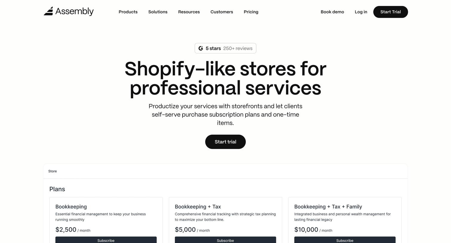 Assembly AI App Builder - Shopify-style Stores for Professional Services screen