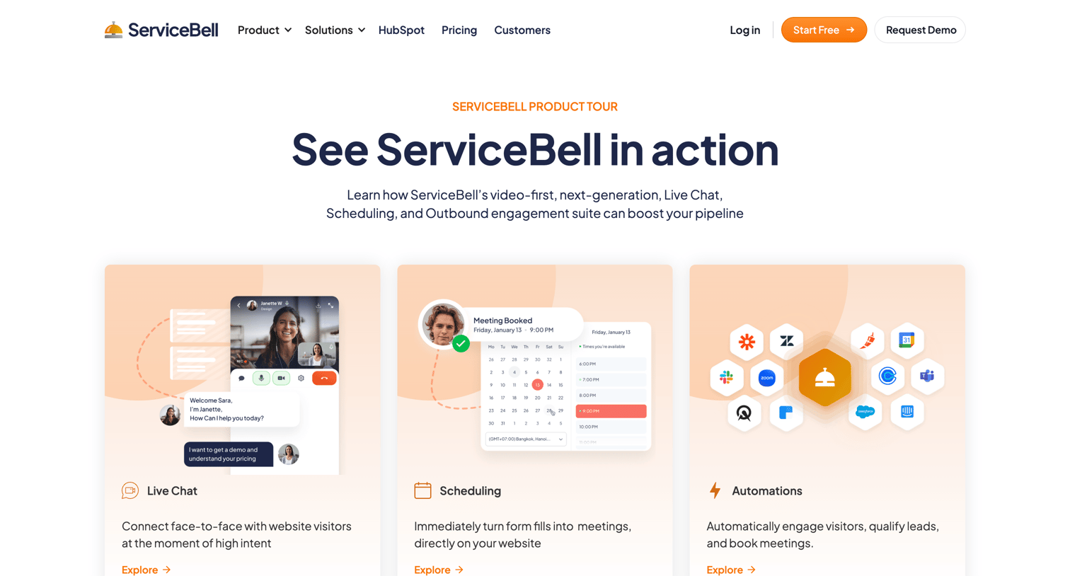 ServiceBell - Product Tour screen