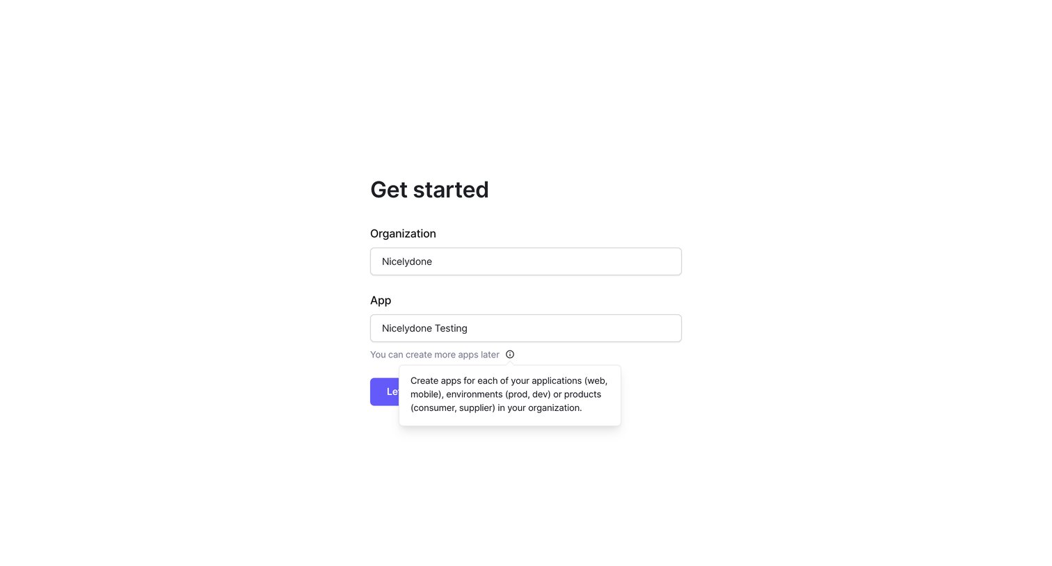 Bucket - Get Started screen