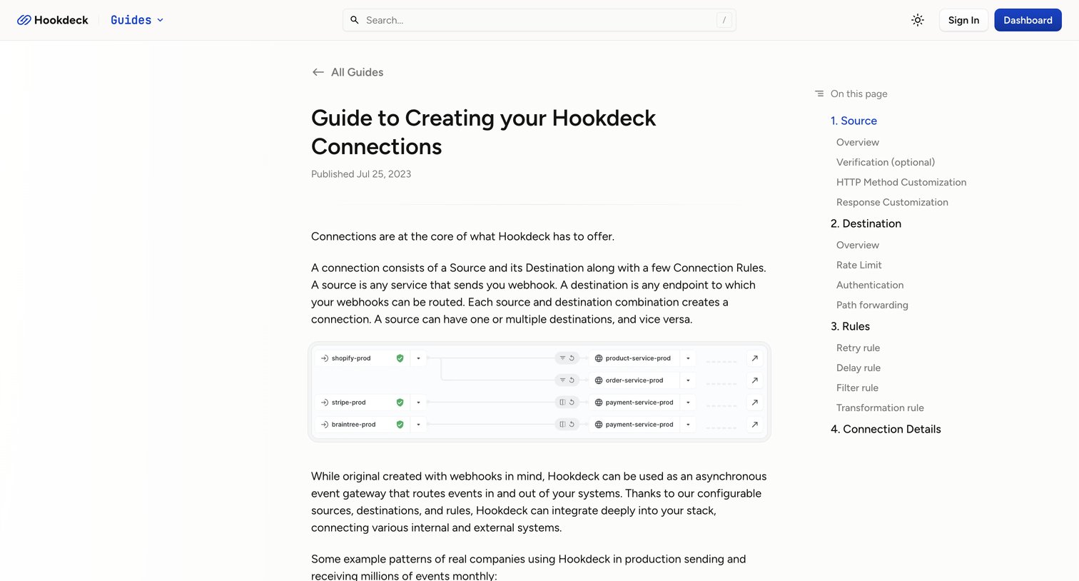Hookdeck - Guide to Creating your Hookdeck Connections screen
