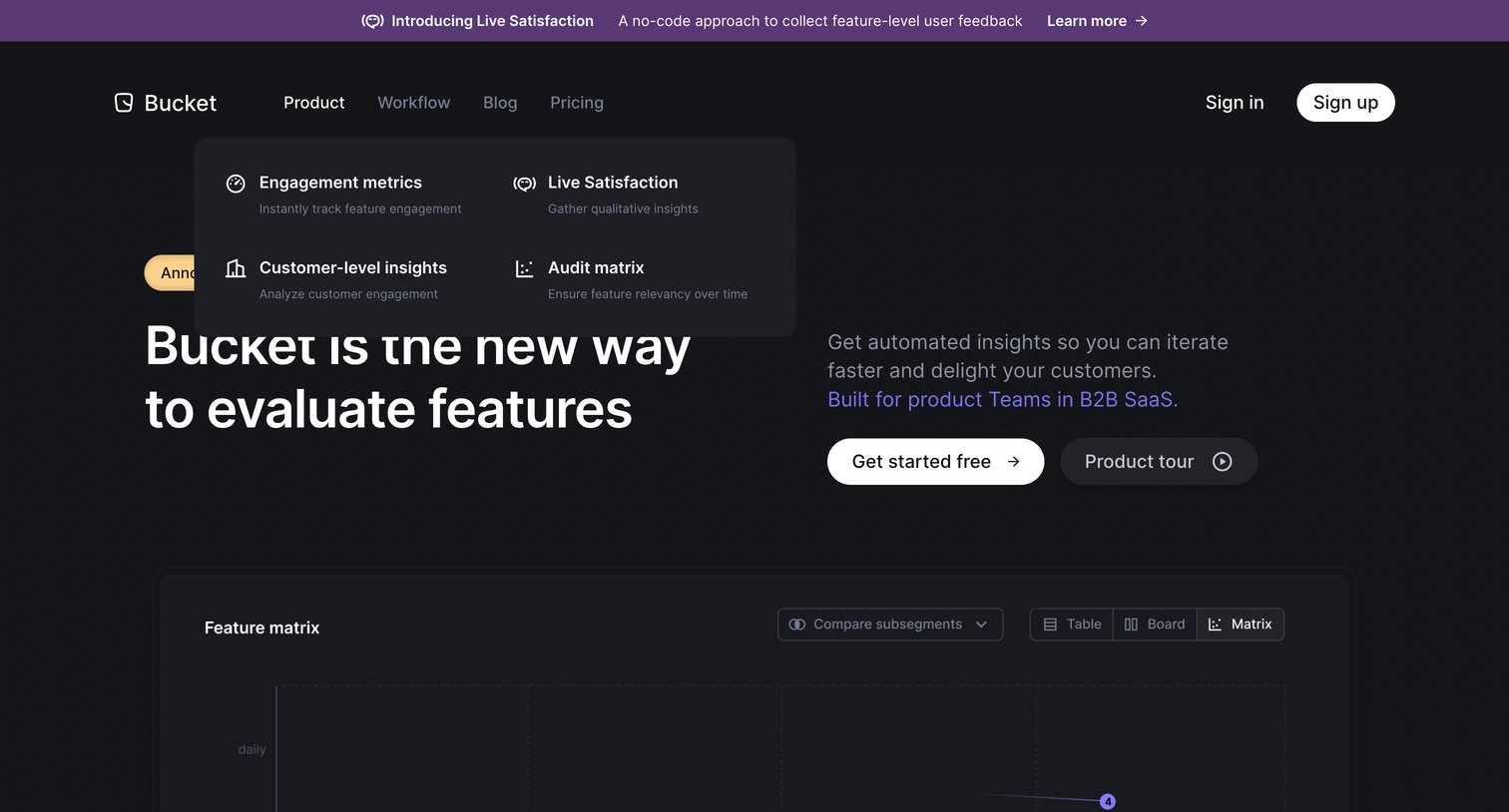 Bucket - Bucket — The new way to evaluate features screen
