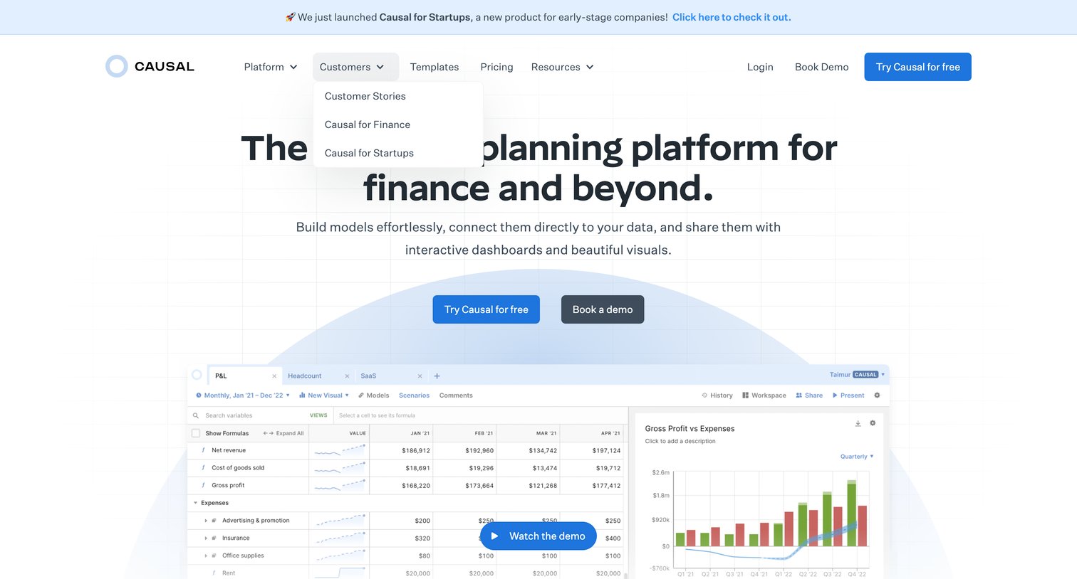 Causal - Causal The Business Planning Platform screen