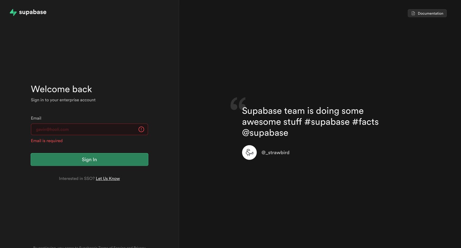Supabase screen