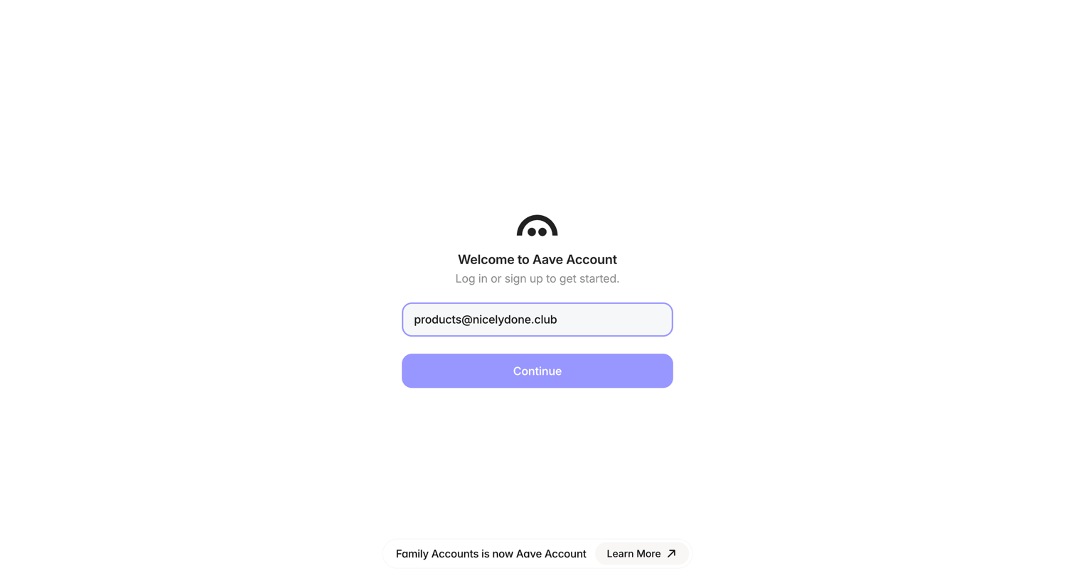 Family - Aave Account screen