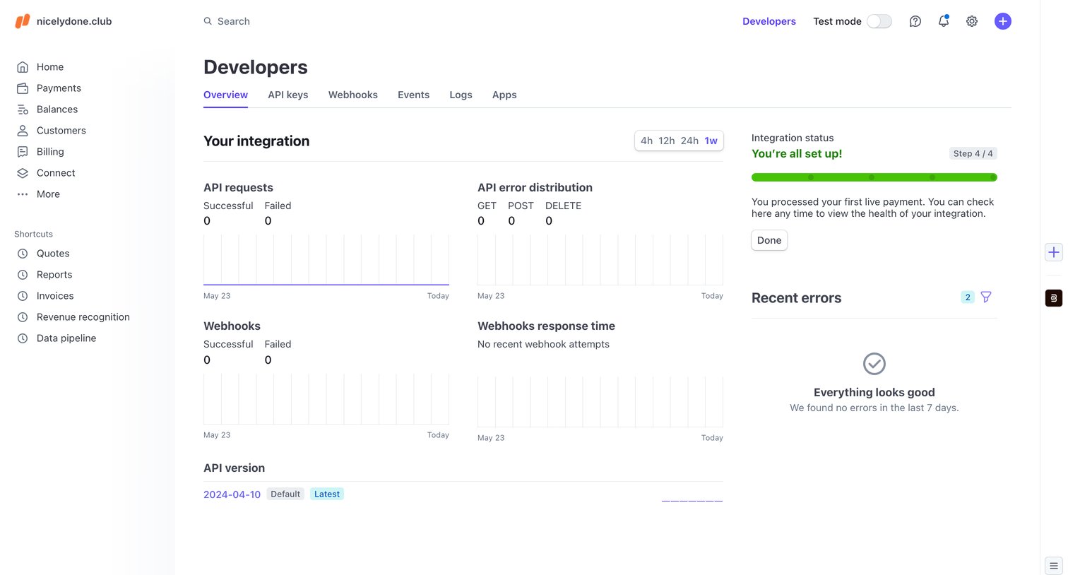 Stripe - Developers – nicelydone.club – Stripe screen