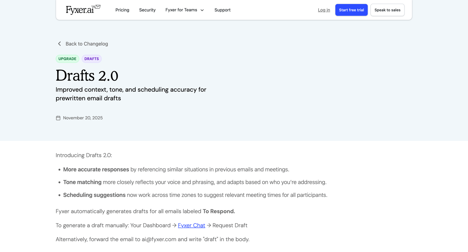 Fyxer - Drafts 2.0  Fyxer AI screen