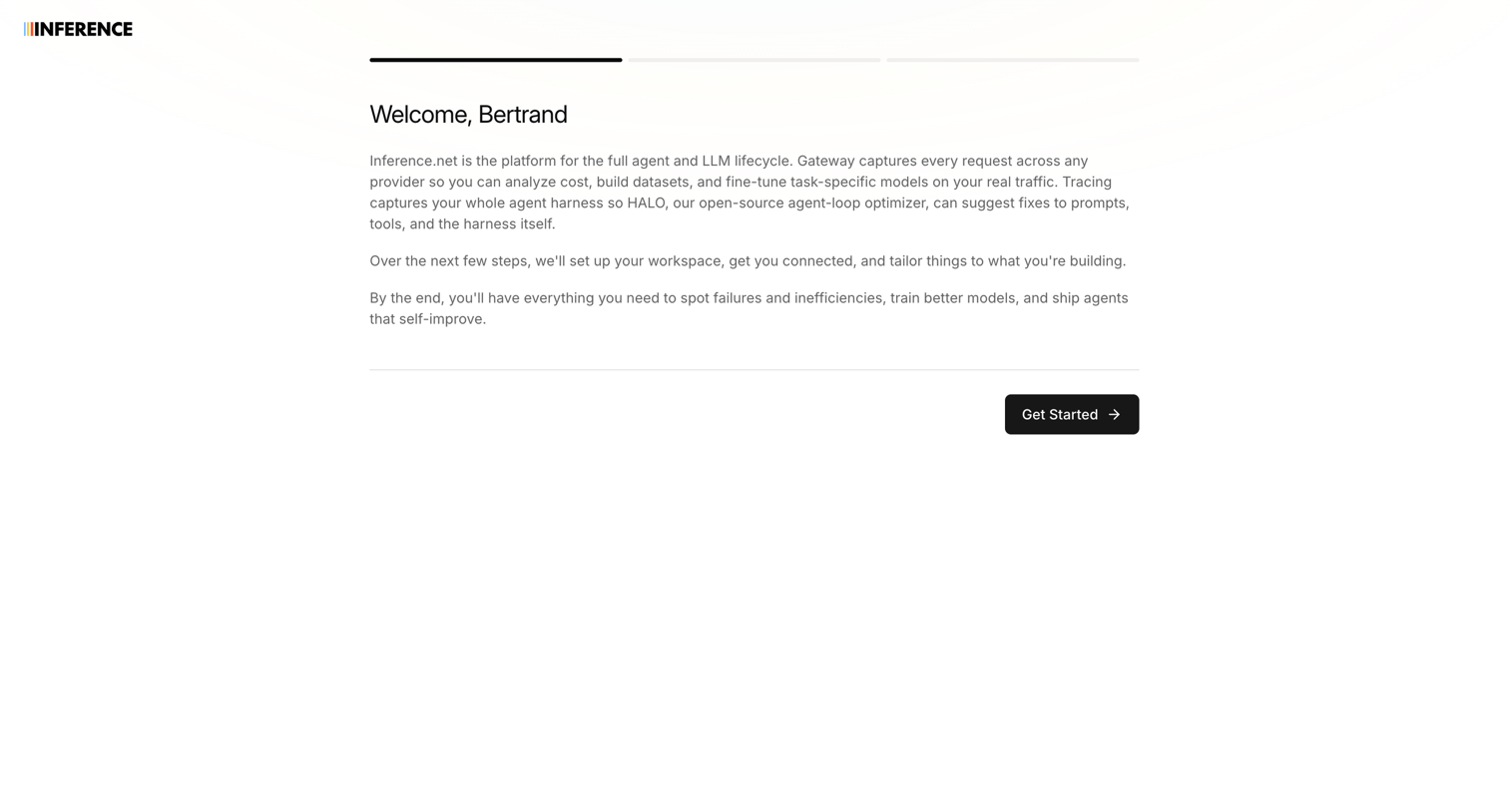 Inference - Inference.net | Full-Stack LLM Lifecycle Platform screen