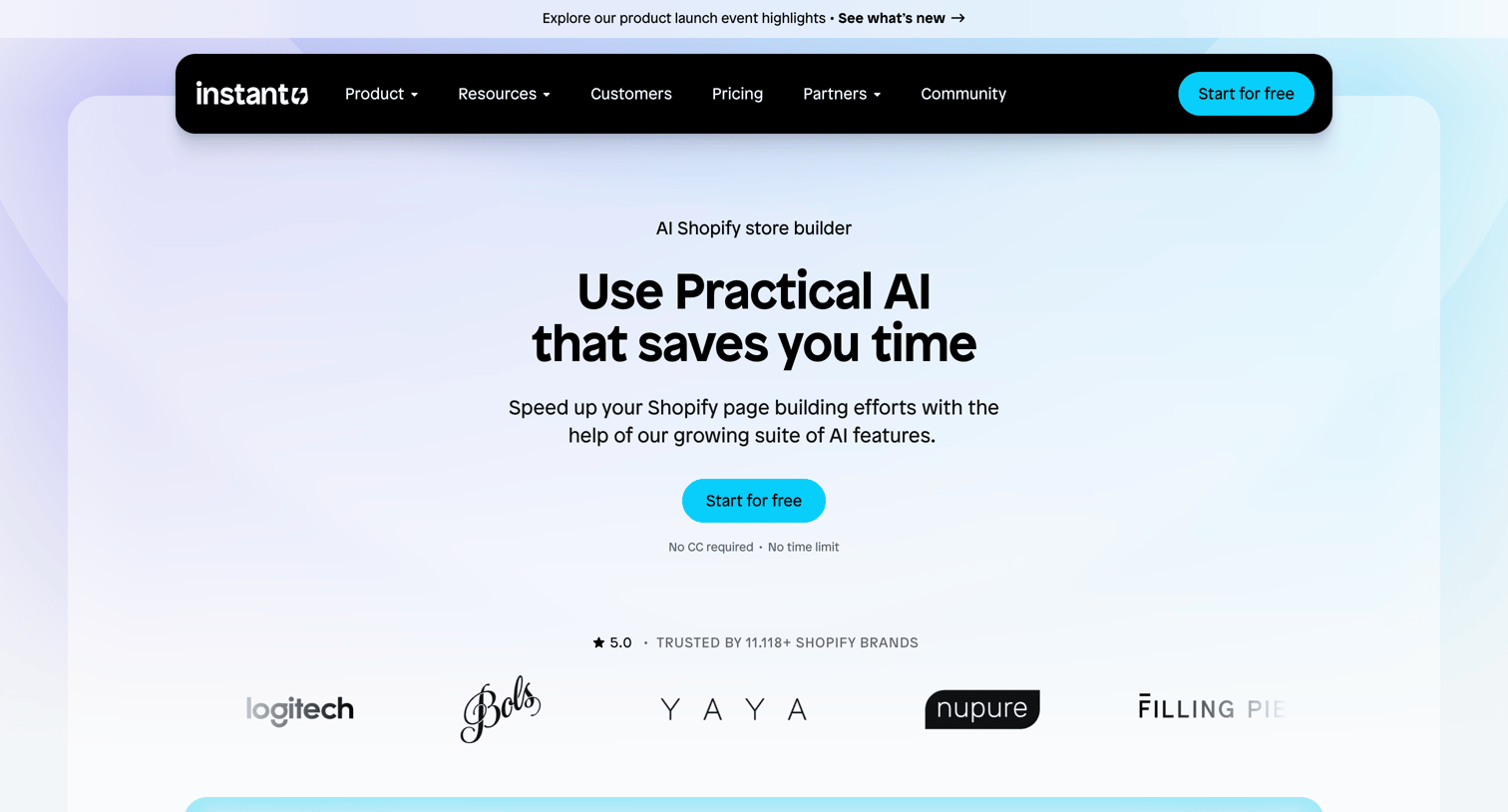 Instant - Build Shopify stores faster with Practical AI | Instant screen
