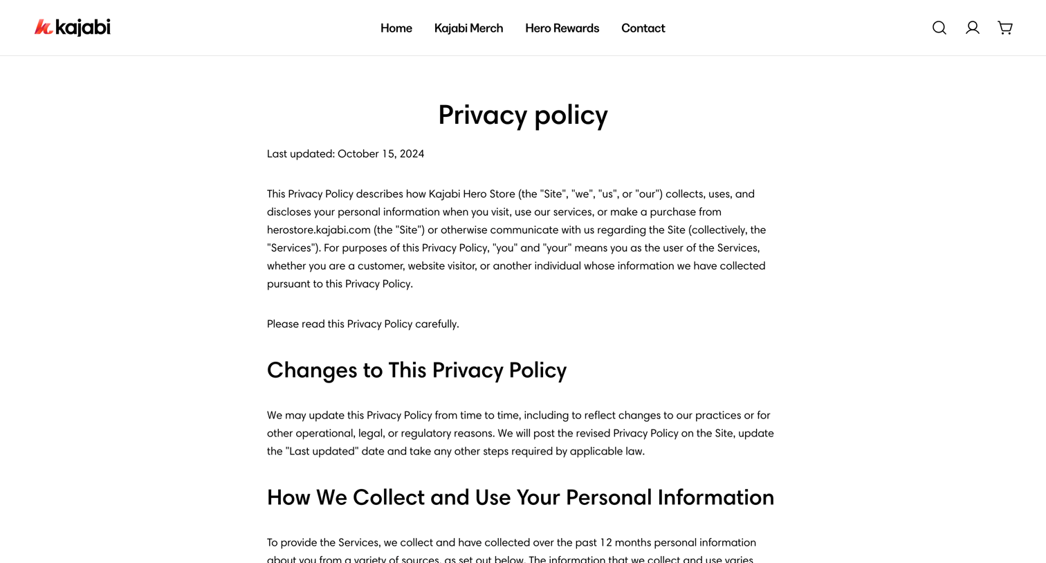 Kajabi - Privacy policy – Kajabi Hero Store screen