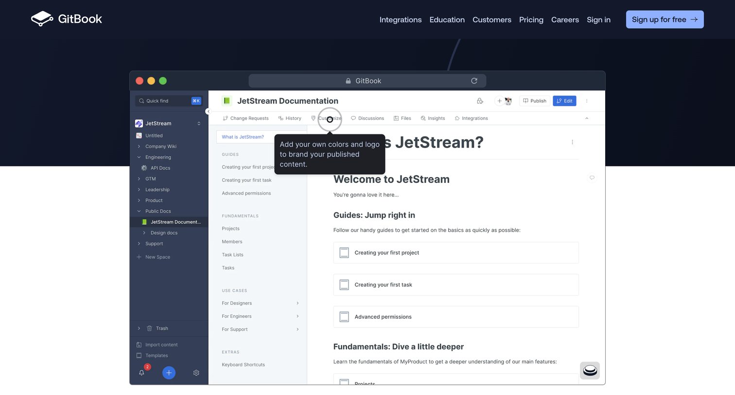 Gitbook - GitBook - Where technical teams document. screen