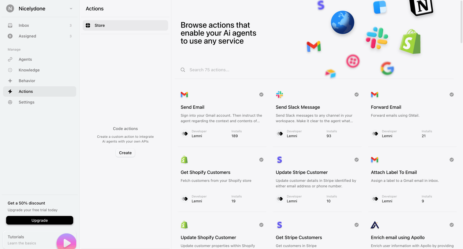 Lemni - Actions › Store screen