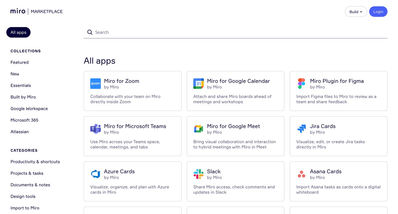 Miro - Team Collaboration Apps | Miro Apps Marketplace screen