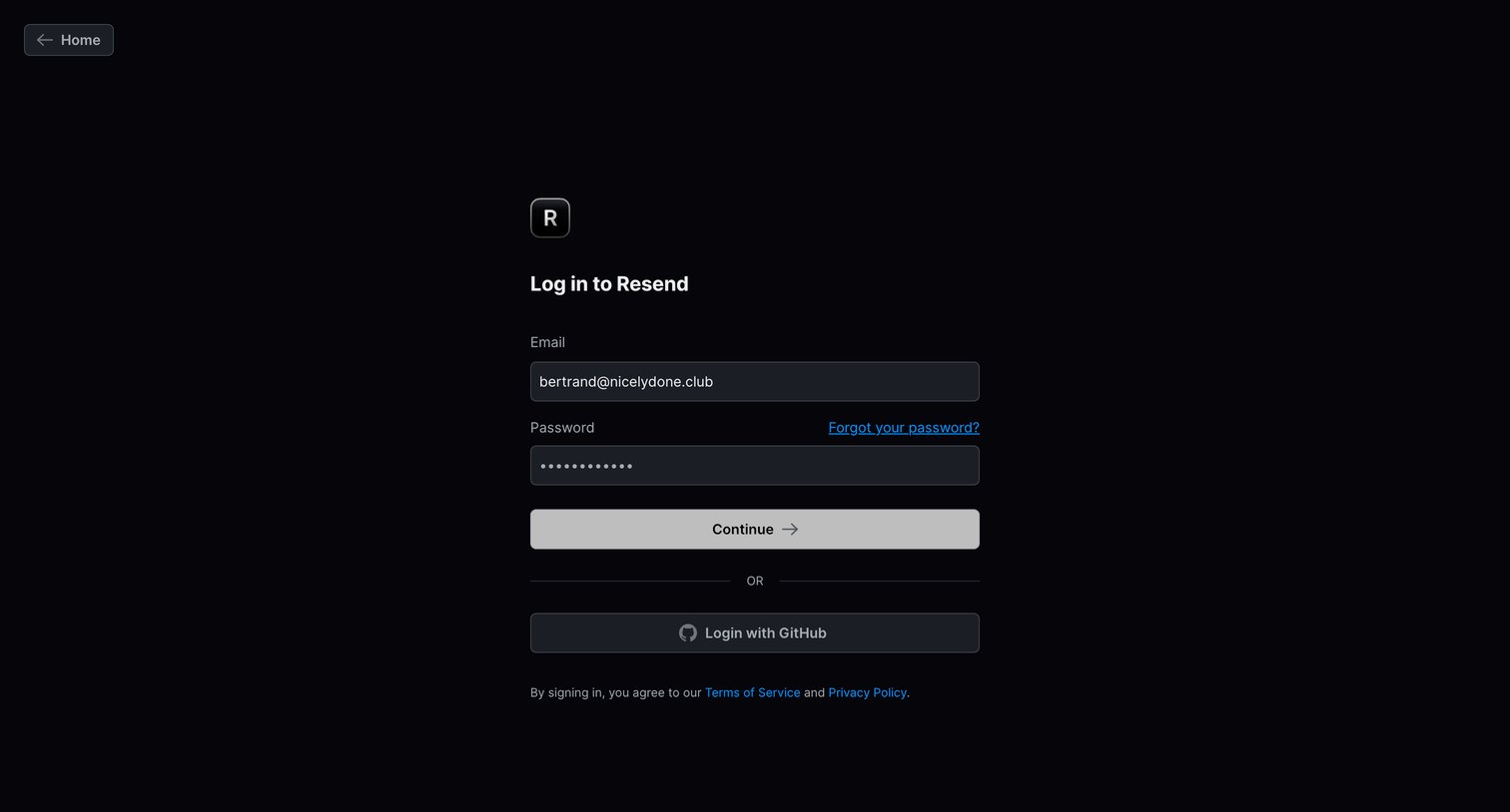 Resend - Login · Resend screen